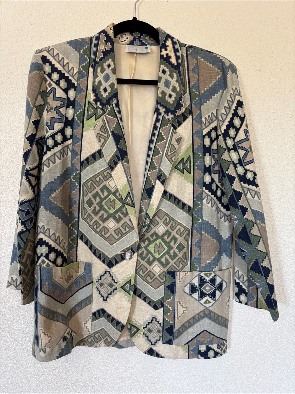 90s Linen southwestern blazer